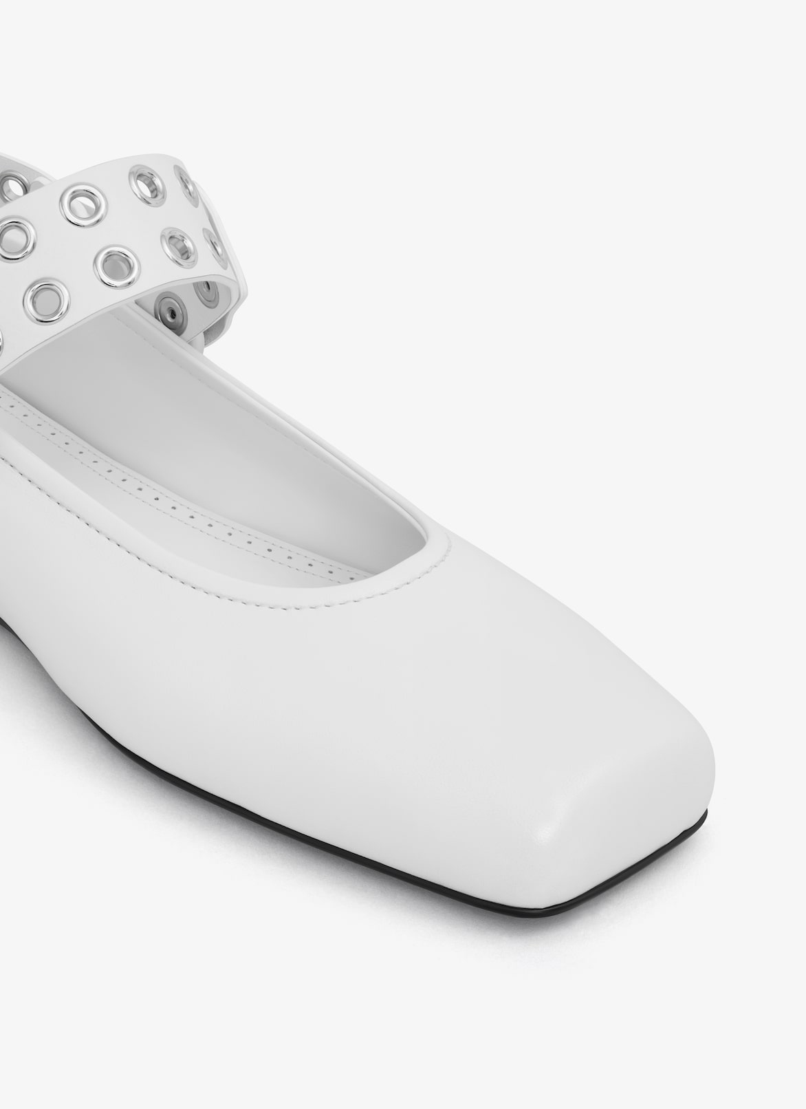 BIKER BALLET FLATS IN CALFSKIN ALAÏA WHITE BIKER BALLET FLATS IN CALFSKIN